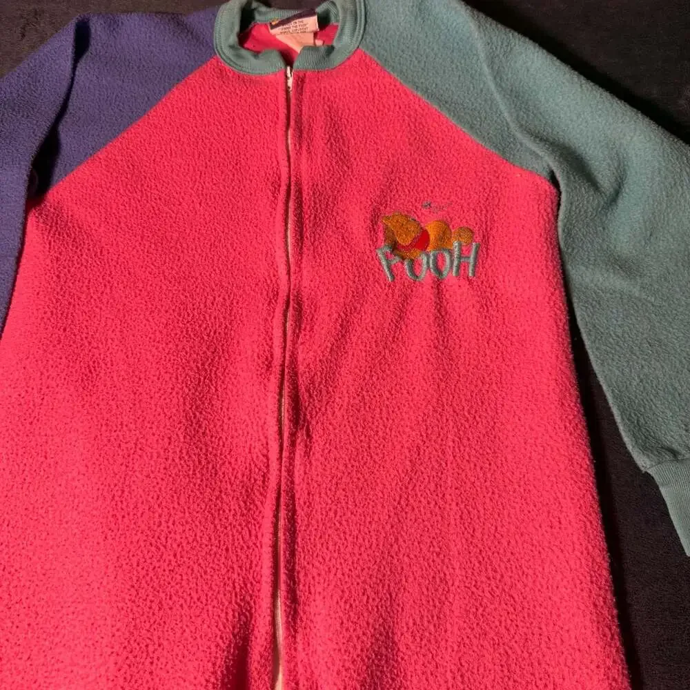 Vintage Winnie the Pooh 100 Acre Collection Colorblock Fleece Footed Pajamas